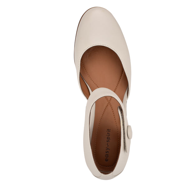 Easy Spirit Clarice Mary Jane Heels Ivory Leather