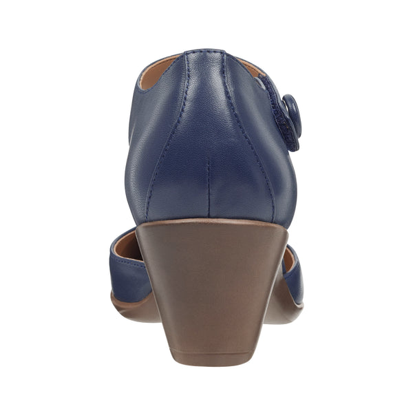 Easy Spirit Clarice Mary Jane Heels Navy Leather