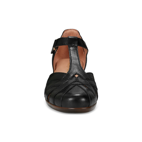 Easy Spirit Darlyn T-Strap Heels Black Leather