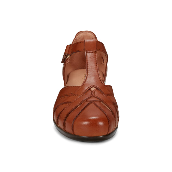 Easy Spirit Darlyn T-Strap Heels Brown Leather