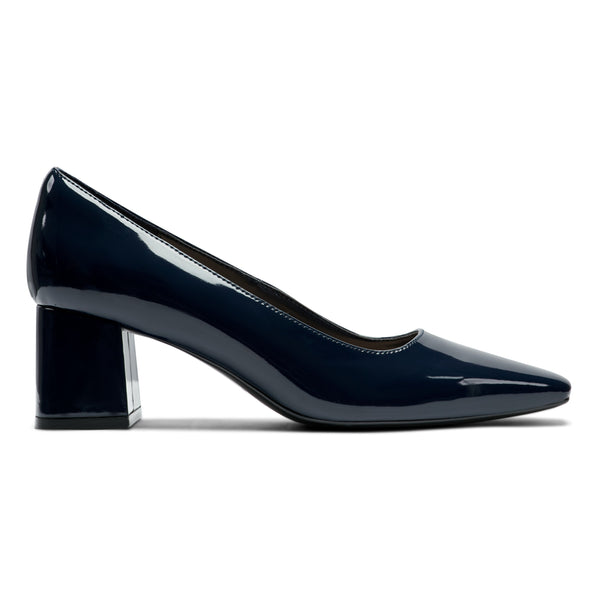 Easy Spirit Dorian Block Heel Pumps Navy Patent