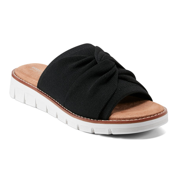easy spirit Josy Knotted Slide Sandals Black