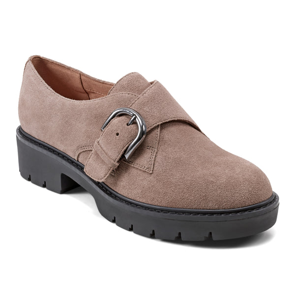 easy spirit Kasen Lug Sole Loafers Taupe Suede