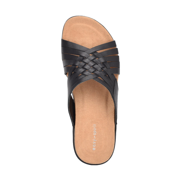 Easy Spirit Meadow Slip On Sandals Black Leather