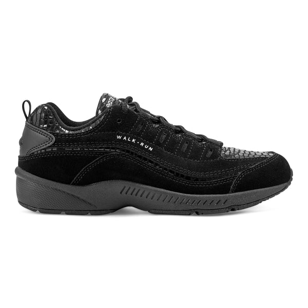 Easy Spirit Romy Walking Shoes Black Snake Suede