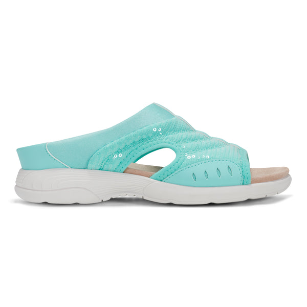 Easy Spirit Traciee Slip On Sandals Teal Sequin