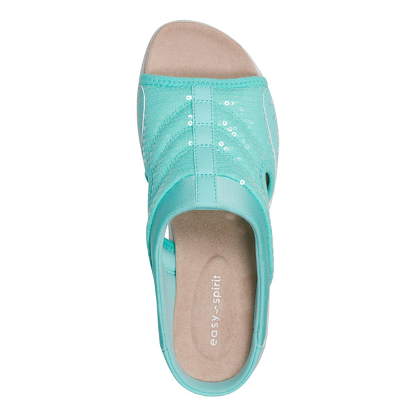 Easy Spirit Traciee Slip On Sandals Teal Sequin