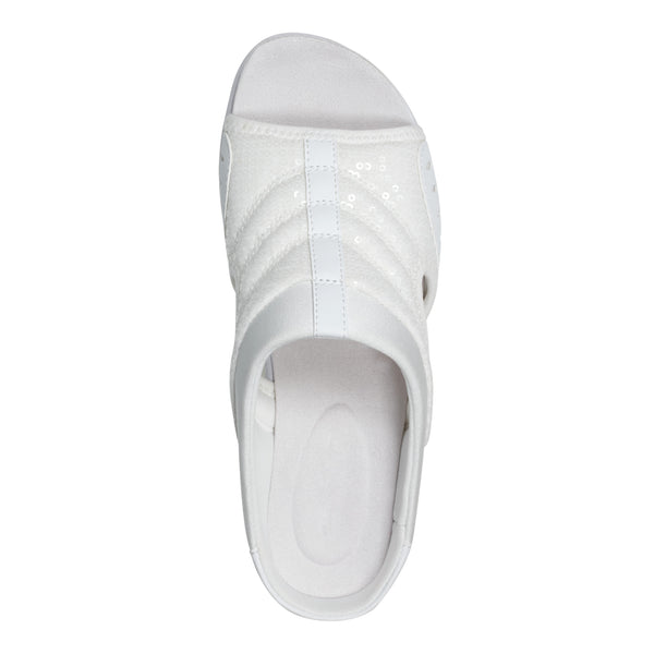 Easy Spirit Traciee Slip On Sandals White Sequin