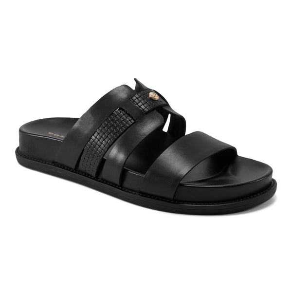 easy spirit Trevin Footbed Sandals Black Leather