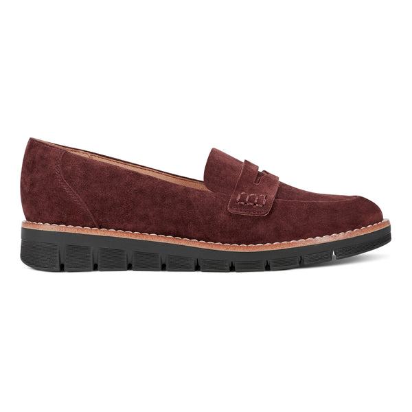 Easy Spirit Velia Casual Slip On Loafers Red Suede