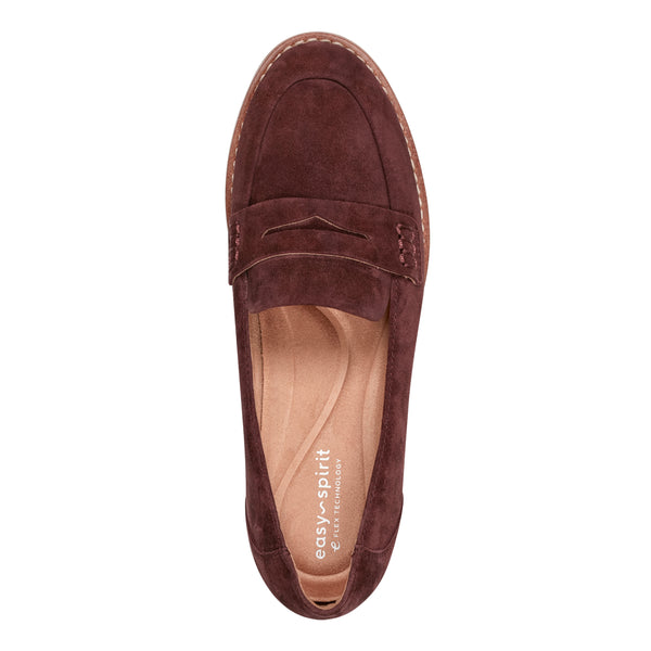 Easy Spirit Velia Casual Slip On Loafers Red Suede