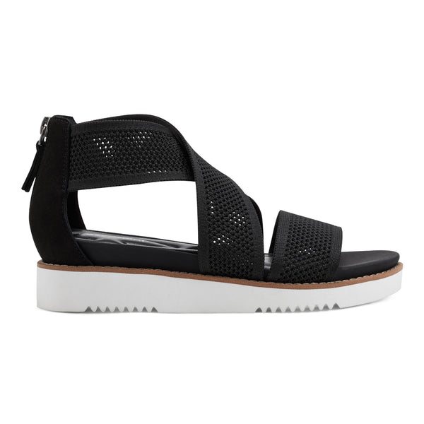 Easy Spirit Wander Flat Sandals Black Knit