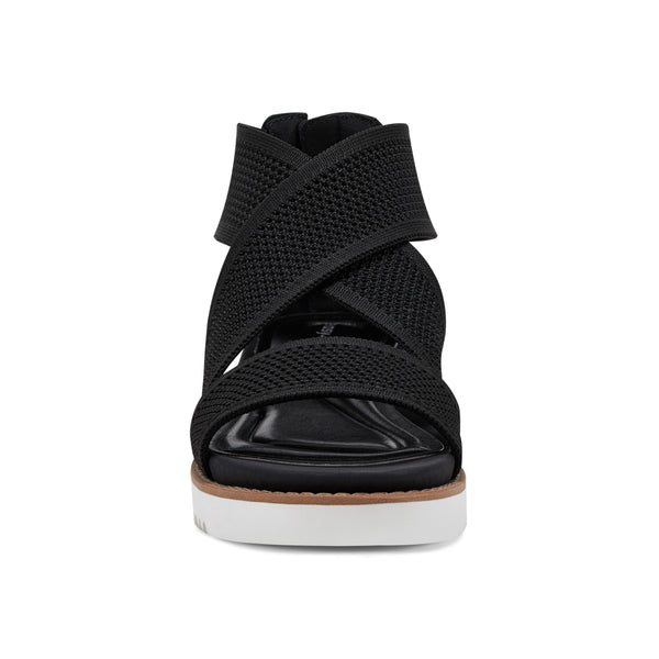Easy Spirit Wander Flat Sandals Black Knit