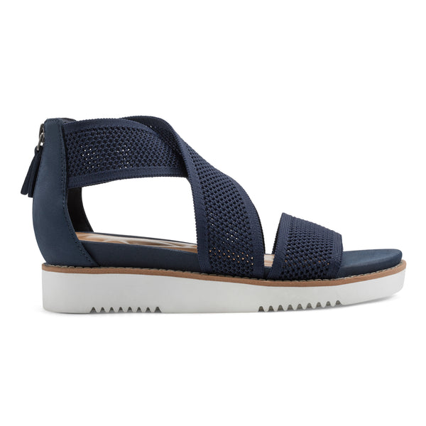 Easy Spirit Wander Flat Sandals Navy Knit