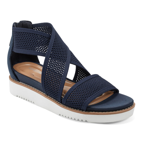 easy spirit Wander Flat Sandals Navy Knit