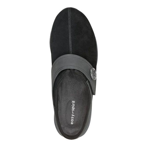 Easy Spirit Edline Slip On Casual Clogs Black Suede