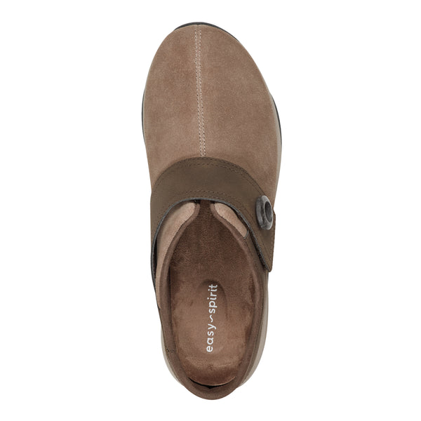 Easy Spirit Edline Slip On Casual Clogs Taupe/Brown Suede