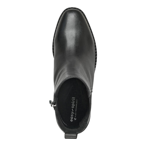 Easy Spirit Fedra Block Heel Dress Booties Black Leather