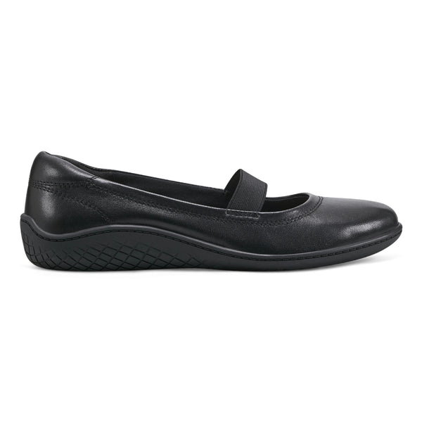 Easy Spirit Golden Mary Jane Casual Ballet Flats Black Leather
