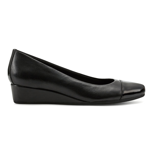 Easy Spirit Gracey Wedge Heels Black Leather/Patent