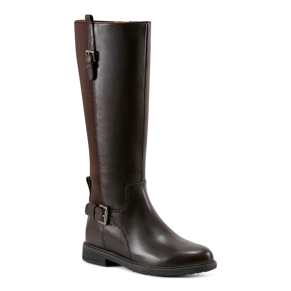 easy spirit Jema Tall Shaft Casual Boots Dark Brown Leather