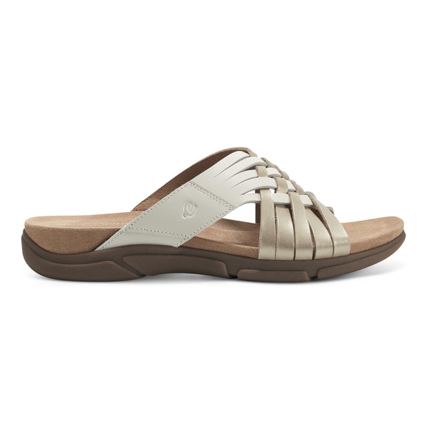 Easy Spirit Meadow Slip On Sandals Chic Cream Pearlized