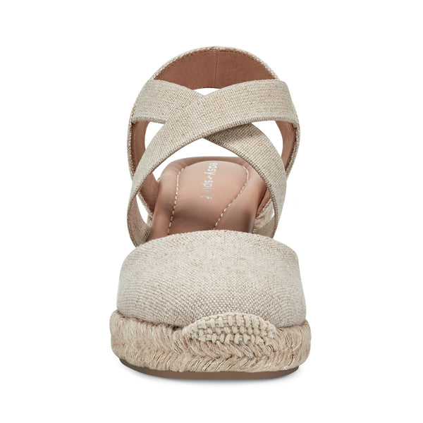 Easy Spirit Meza Espadrille Wedge Sandals Natural Metallic