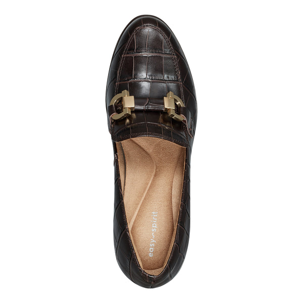 Easy Spirit Mirror Lug Sole Dress Pumps Brown Croco Leather