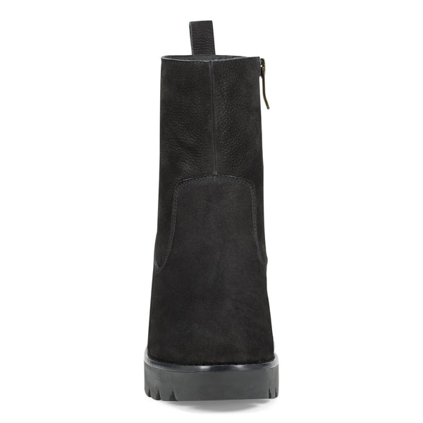 Easy Spirit Morgan Lug Sole Casual Booties Black Nubuck Leather