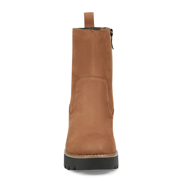 Easy Spirit Morgan Lug Sole Casual Booties Tan Nubuck Leather