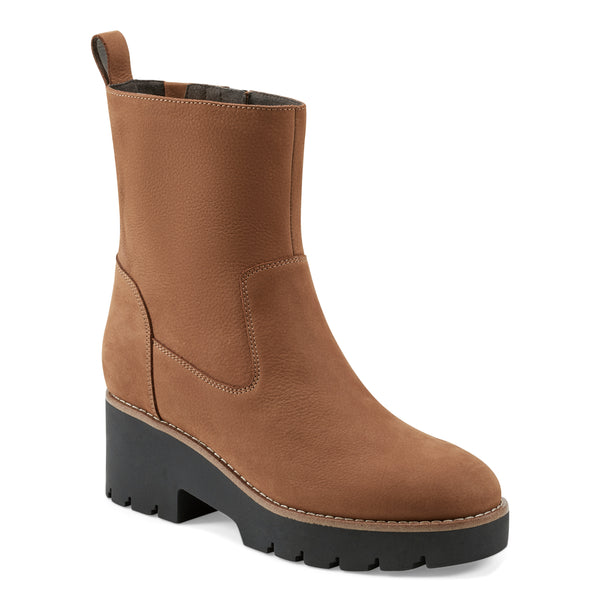 easy spirit Morgan Lug Sole Casual Booties Tan Nubuck Leather