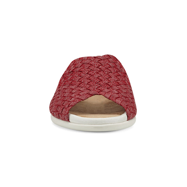 Easy Spirit Nora Slide Sandals Red/Silver Woven Shimmer