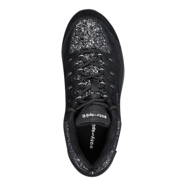 Easy Spirit Romy Walking Shoes Black Silver Glitter