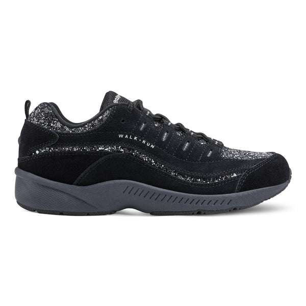 Easy Spirit Romy Walking Shoes Black Silver Glitter