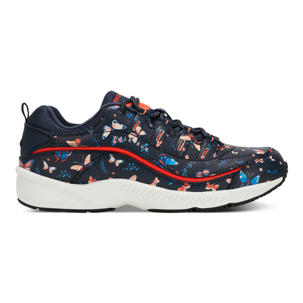 Easy Spirit Romy Walking Shoes Navy Butterfly Print
