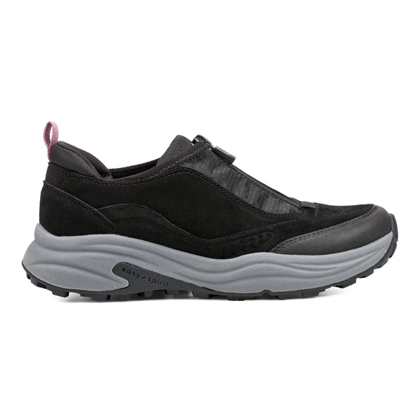 Easy Spirit Tayten Front Zip Walking Shoes Black Suede