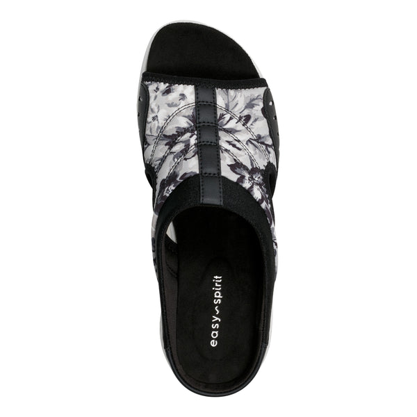 Easy Spirit Traciee Slip On Sandals Black And White Floral