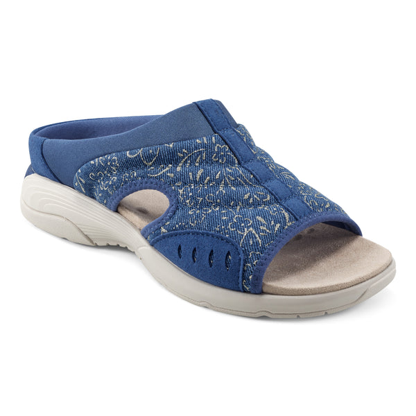 easy spirit Traciee Slip On Sandals Denim and Gold Floral