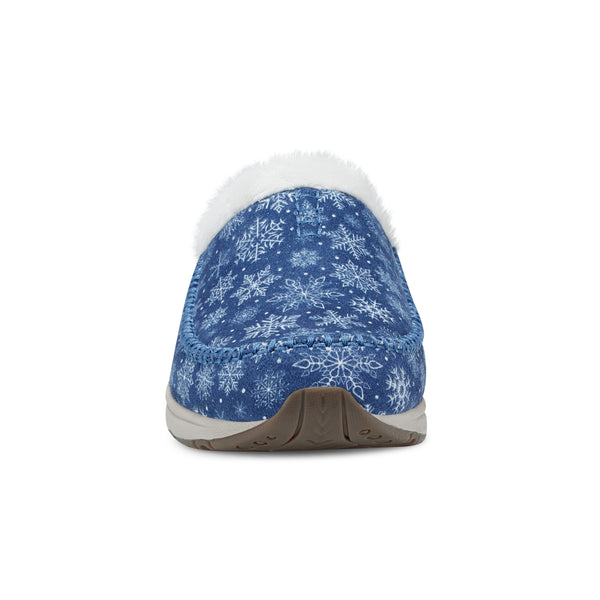Easy Spirit Travelfurr Clogs Dark Blue Snowflake Print