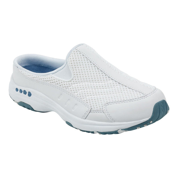 easy spirit Traveltime Classic Clogs White Leather Mesh