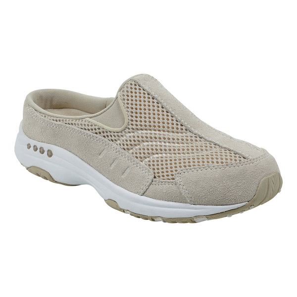 easy spirit Traveltime Classic Clogs Woodash White Suede