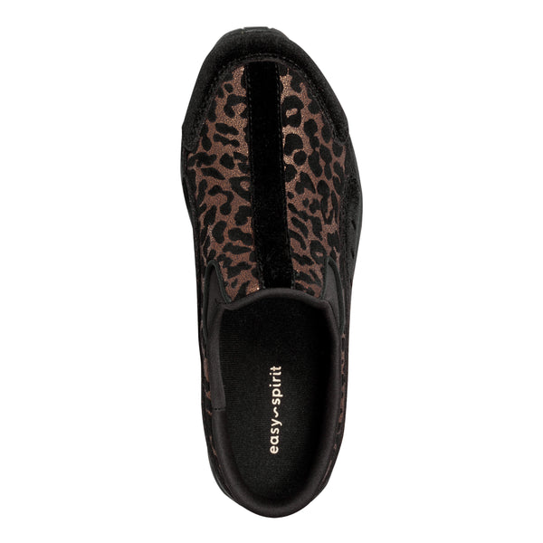 Easy Spirit Traveltime Clogs Black Velvet/Leopard Print