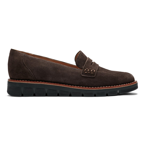 Easy Spirit Velia Casual Slip On Loafers Dark Brown Suede