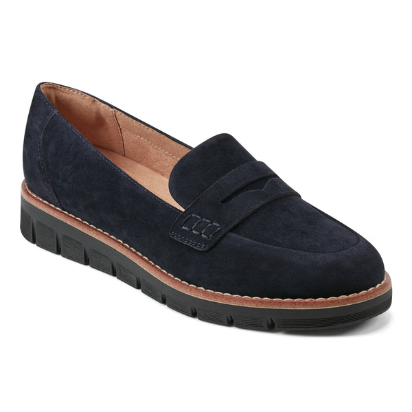 Easy Spirit Velia Casual Slip On Loafers Navy Suede