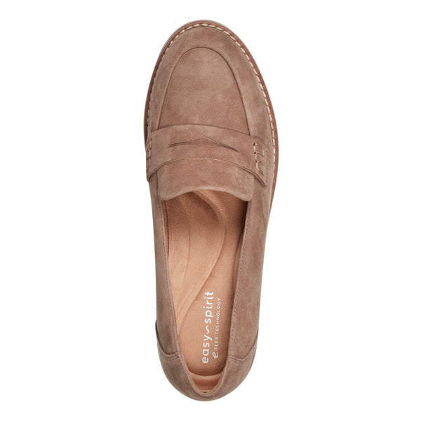Easy Spirit Velia Casual Slip On Loafers Taupe Suede