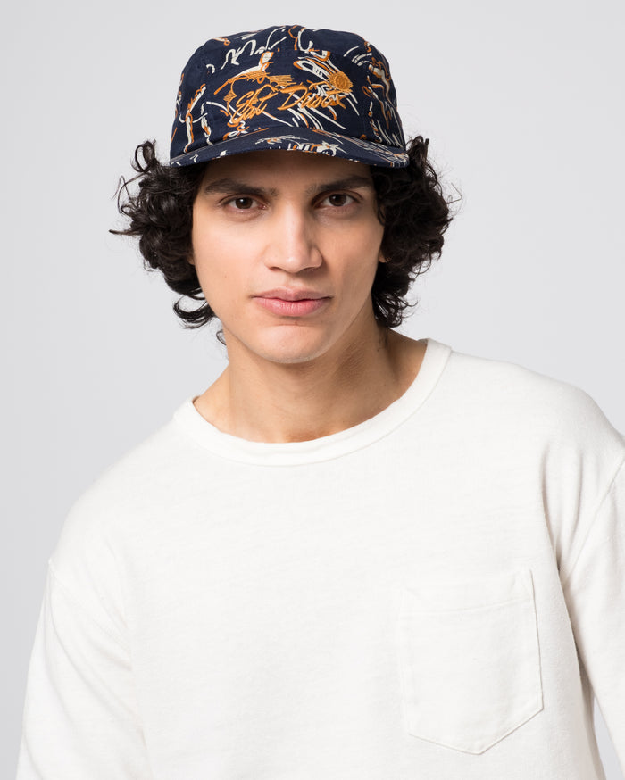 Eat Dust 5 Panel Cap Casa Print Navy