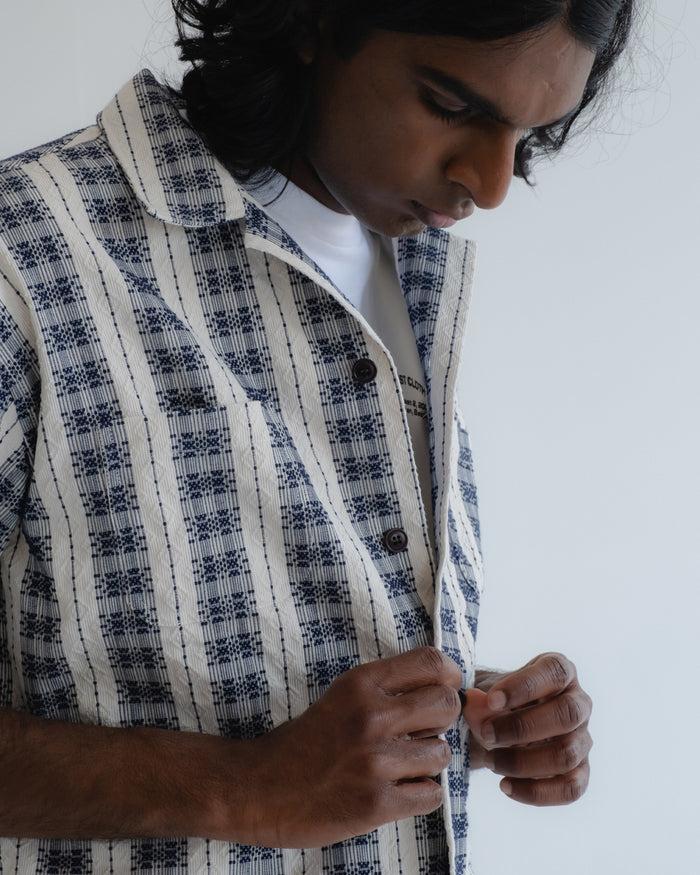 Eat Dust Aloha Shirt Beldi Jacquard Off White/Navy