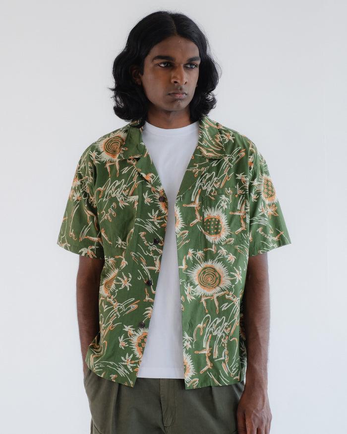 eat dust Aloha Shirt Casa Print Green