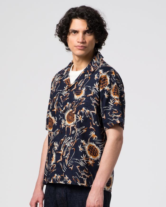 Eat Dust Aloha Shirt Casa Print Navy