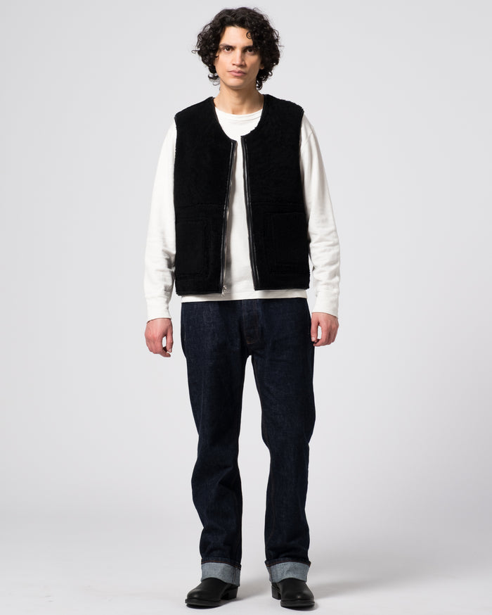 Eat Dust Aviator Vest Shearling Black